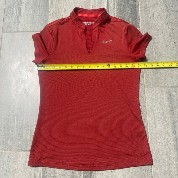 Nike Golf Dri-FIT V-Neck Collarless Lightweight Polo Tee Shirt Red Size Small - Picture 8 of 10